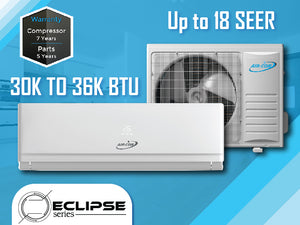 Aircon Eclipse Series 30,000 BTU 19 SEER Ductless Mini Split Air Conditioner Heat Pump System