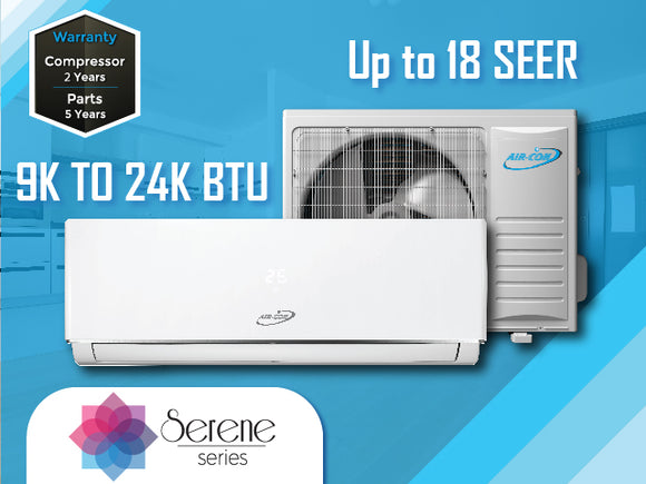 Aircon Serene Series 12000 BTU 16 SEER Mini Split Air Conditioner 12’ Lineset & Wiring